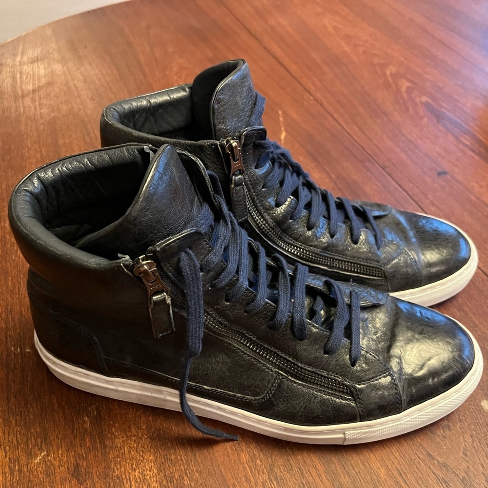 Avitto Men's Leather Italian High Top Sneakers 46